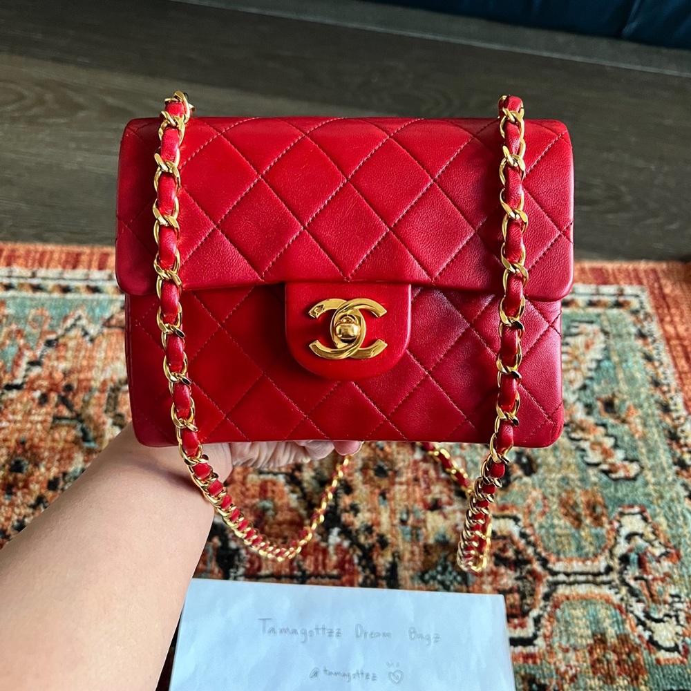Chanel Classic Vintage Mini Red Square Flap Bag